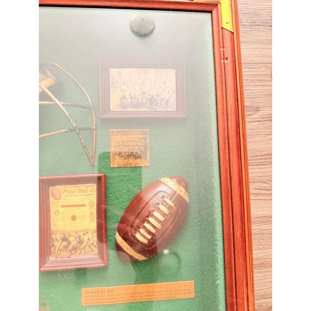 Vintage Football Shadow Box Wall Decor Framed‎ Display Man Cave Sports